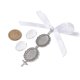 thumbnail image 2 of Tibetan Style Alloy & Glass Oval Photo Bouquet Hanging Ornaments with Satin Ribbon and Zinc Alloy Lobster Claw Clasps Antique Silver 132mm, 2 of 3