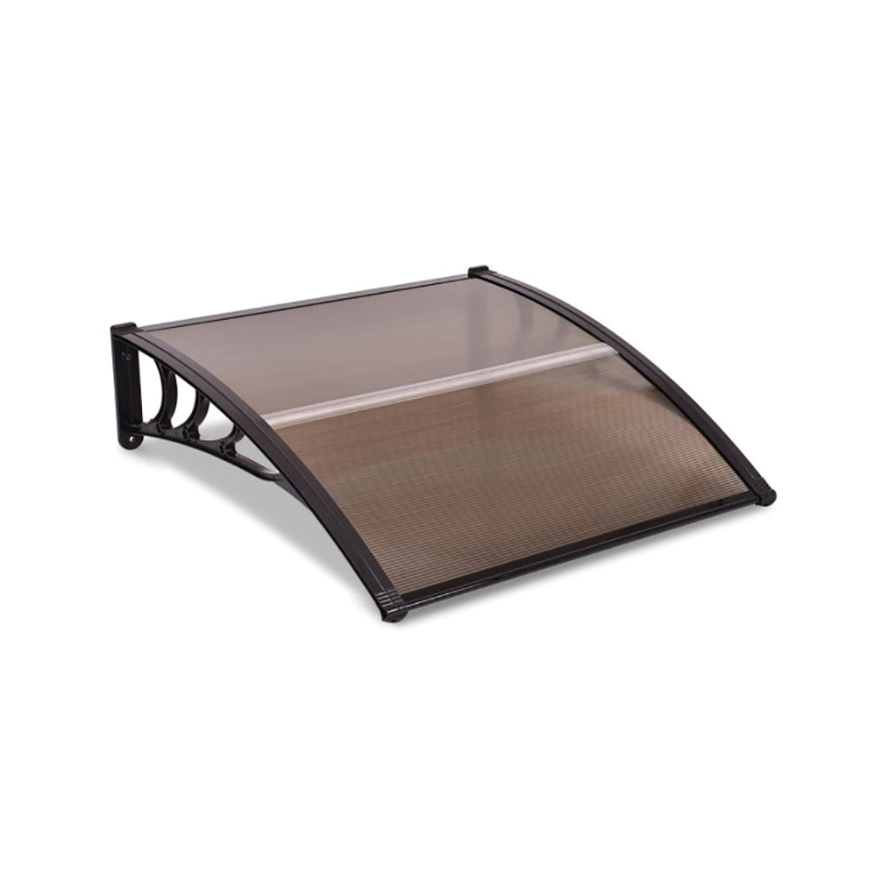 Aimee Lii 40 x 40 Inch Outdoor Polycarbonate Front Door Window Awning Canopy, Outdoor Awning for Patio, Brown