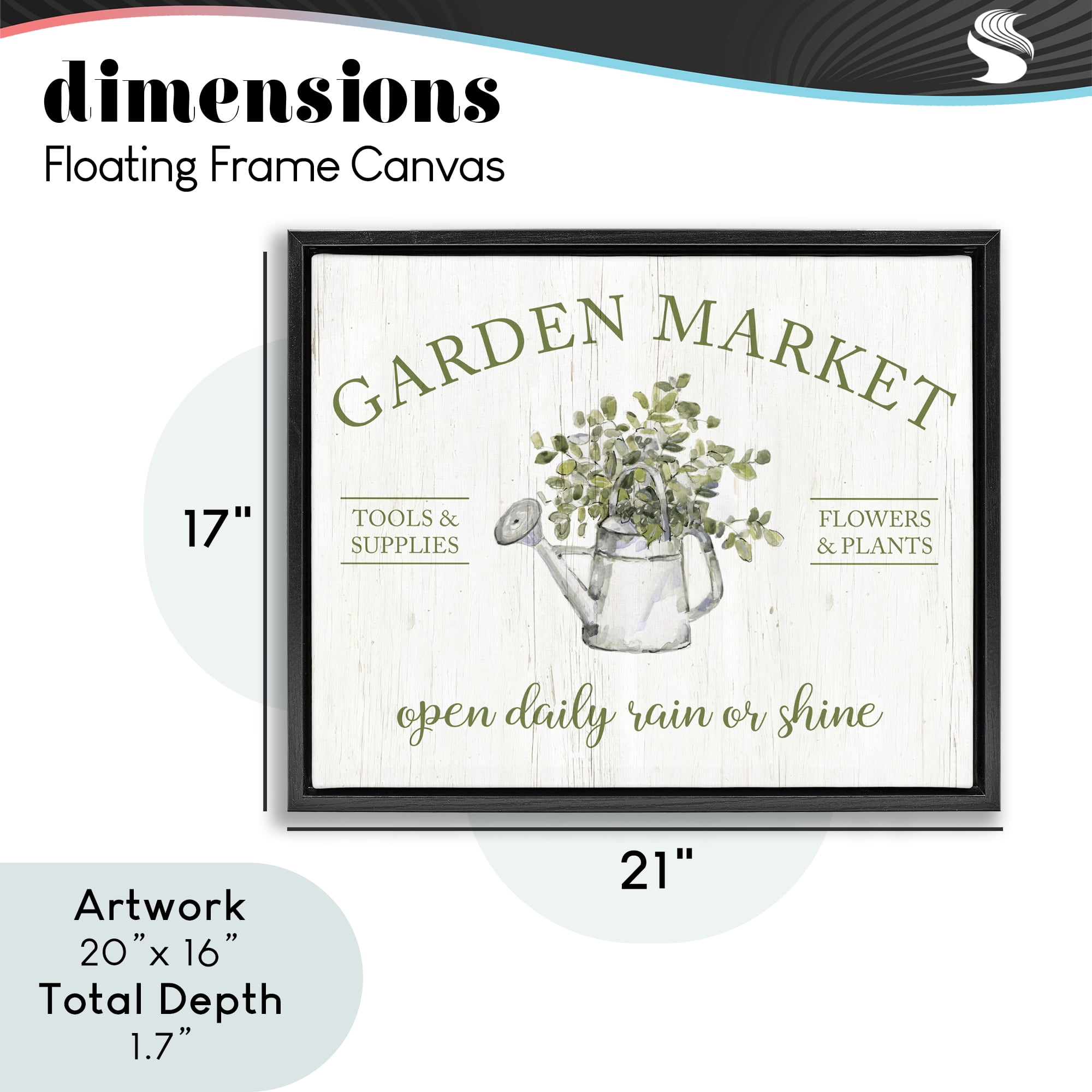 Stupell Industries Open Daily Garden Market Black Framed Floater Canvas Wall Art, design by Sally Swatland