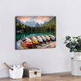 thumbnail image 3 of Lake Canvas Wall Art Mountain Skyline Boat Picture Wall Decor Nature Landscape Painting for Living Room Bedroom Bathroom Home Decorations National Park Photography Colorful Modern Framed 12x16", 3 of 6