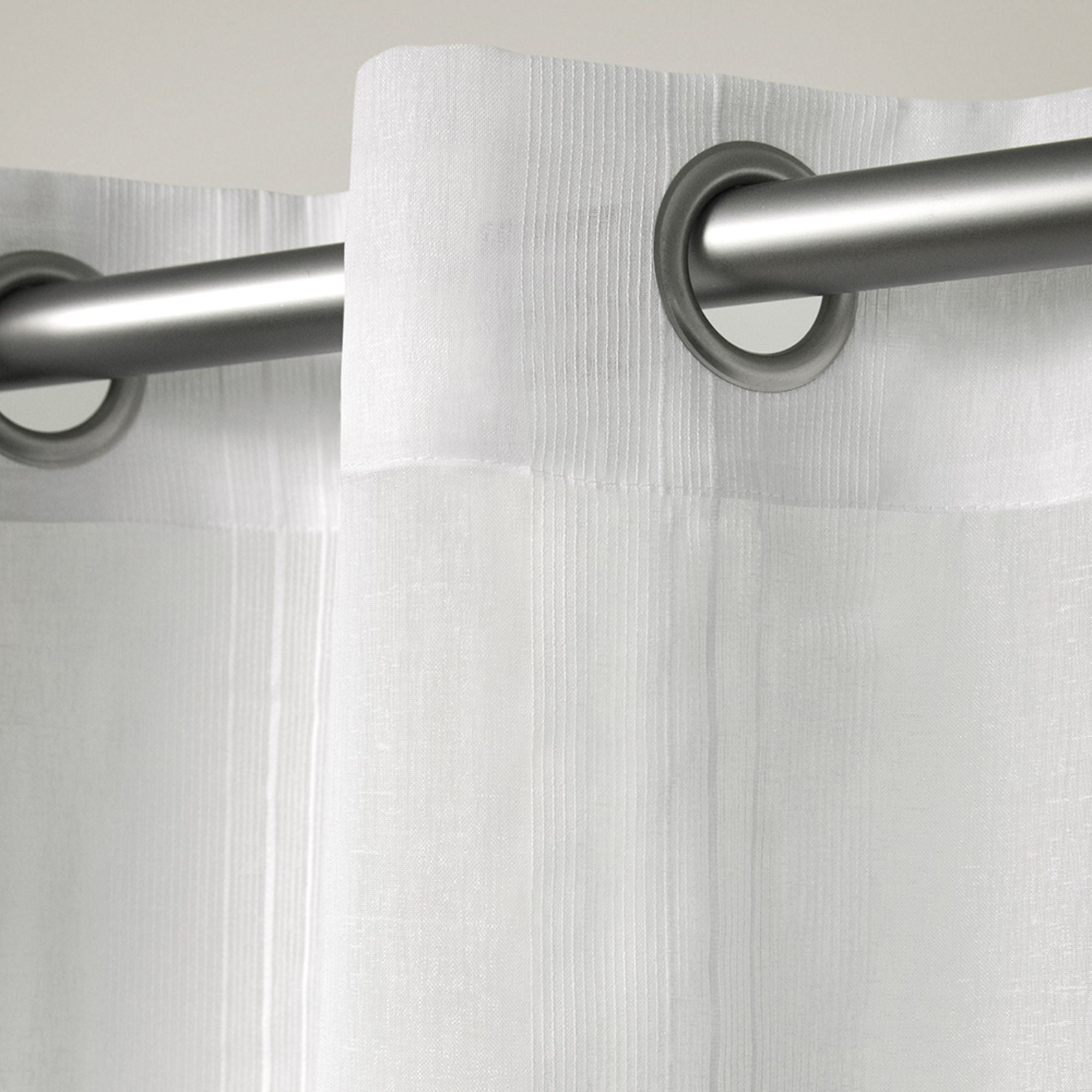 Exclusive Home Penny Sheer Embellished Stripe Grommet Top Curtain Panel Pair, 50"x96", Winter White