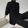 thumbnail image 4 of IROINNID Sweater Sets for Women Turtleneck Wool Sweater with Wide Leg Pants Two-piece Sweater Set Warm Lounge Set,Black, 4 of 5