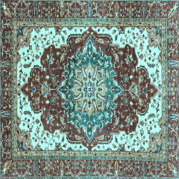 Ahgly Company Indoor Square Persian Light Blue Traditional Area Rugs, 3' Square