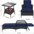 thumbnail image 3 of LEVELEVE Outdoor Patio Lounge Chairs PE Rattan Chaise Lounge with w/6 Positions Adjustable Backrest Armrests Padded Cushions for Poolside Balcony Garden Deck (B-Dark Blue, 2 Lounges+1 Table), 3 of 6