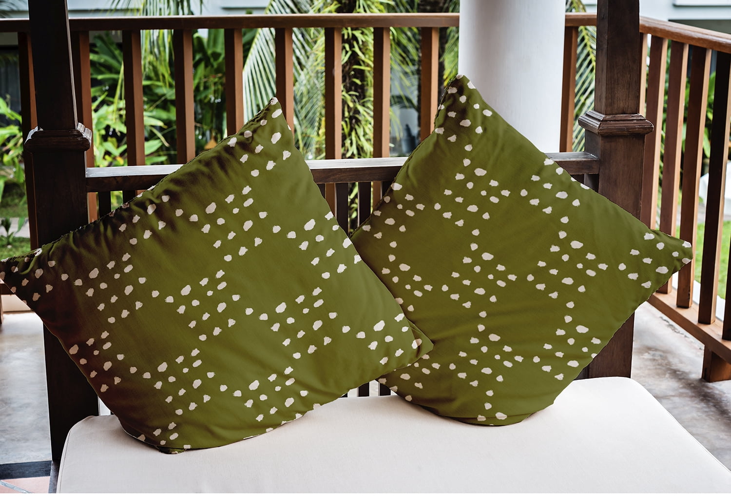 20" x 20" Simply Daisy Stitched Dots Polyester Indoor/Outdoor Pillow, Olive Qty 1