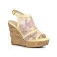 thumbnail image 1 of BLISSFUL STEP Chaussures pour Femmes Sandales à Talon Compensé à Bout Ouvert à Plateforme avec Lacets Jaune Violet 10, 1 of 7