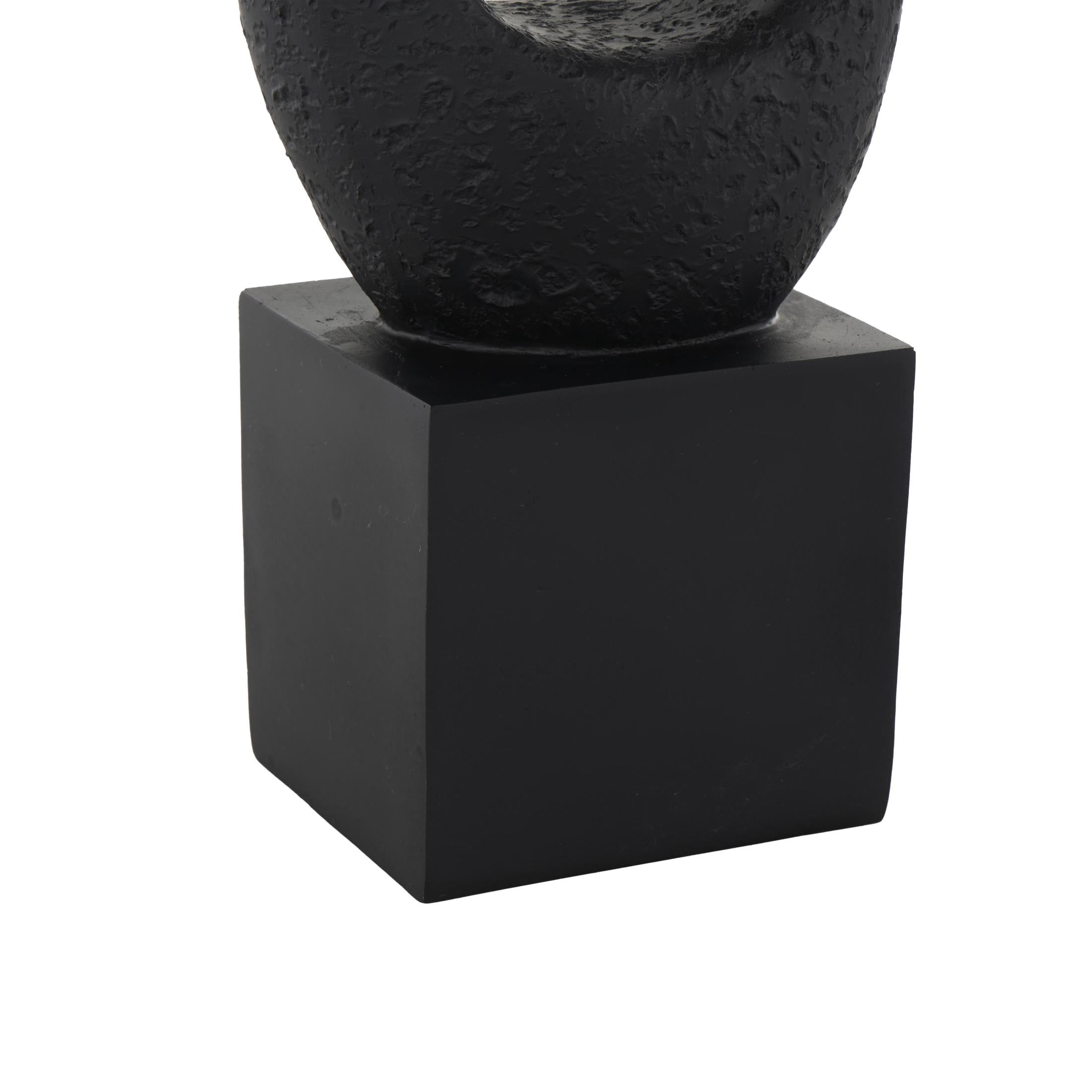 6" x 20" Black Polystone Intertwined Loop Abstract Sculpture with Block Base, by DecMode