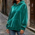 thumbnail image 5 of DYTTDG Women’s Solid‑Color Velour Hoodie, Long Sleeve Drawstring Loose‑Fit Hoodie With Front Kangaroo Pocket, Soft Casual Loungewear Sweatshirt for Fall Winter Daily Outfits, 5 of 8