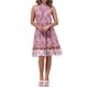 thumbnail image 2 of Vestido Floral Boho Inspire Chic para Mujer, Verano, Playa, con Cinturón, Cuello Halter, Sin Mangas, Talla XS, Blanco y Rosa, 2 of 6