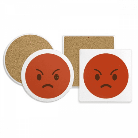 

Angry Red Cute Online Chat Happy Coaster Cup Mug Holder Absorbent Stone Cork Base Set