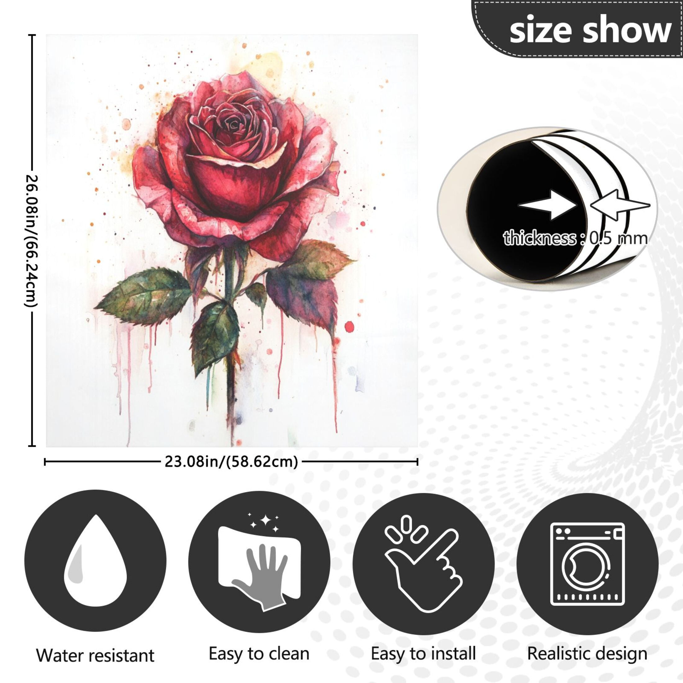 Dishwasher Magnetic Sticker 23x26 Inch Refrigerator Magnetic Sticker Washing Machine Magnetic Sticker Kitchen Panel Magnetic Sticker Home Decor Pretty Big Red Roses