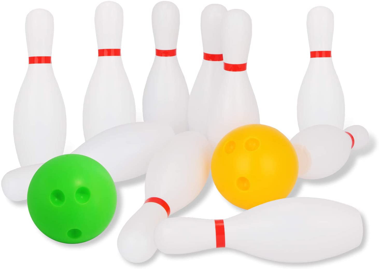 Toy Bowling Set For Toddlers 12 Piece Stickers And Case TN-50 10 Pins 2 Balls 