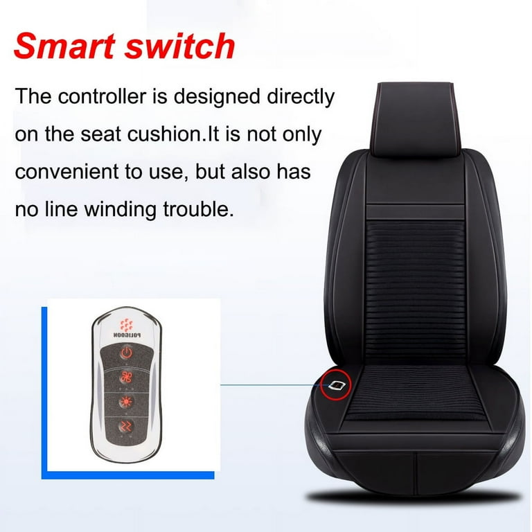 iMeshbean Universal 3 in 1 PU Leather Car Seat Cover Cooling Heating Massage Chair Cushion with 8 Cooler Fans Automobiles Seat Protector Covers