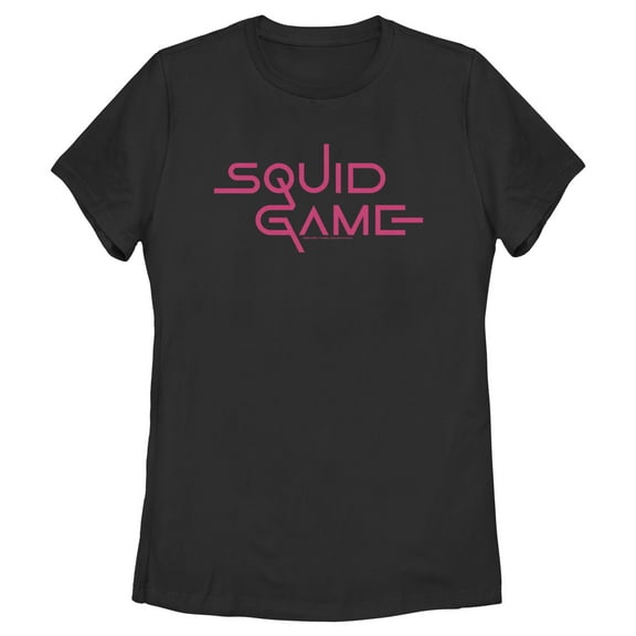 Women's Squid Game Logo Pink Graphic Tee Black Small