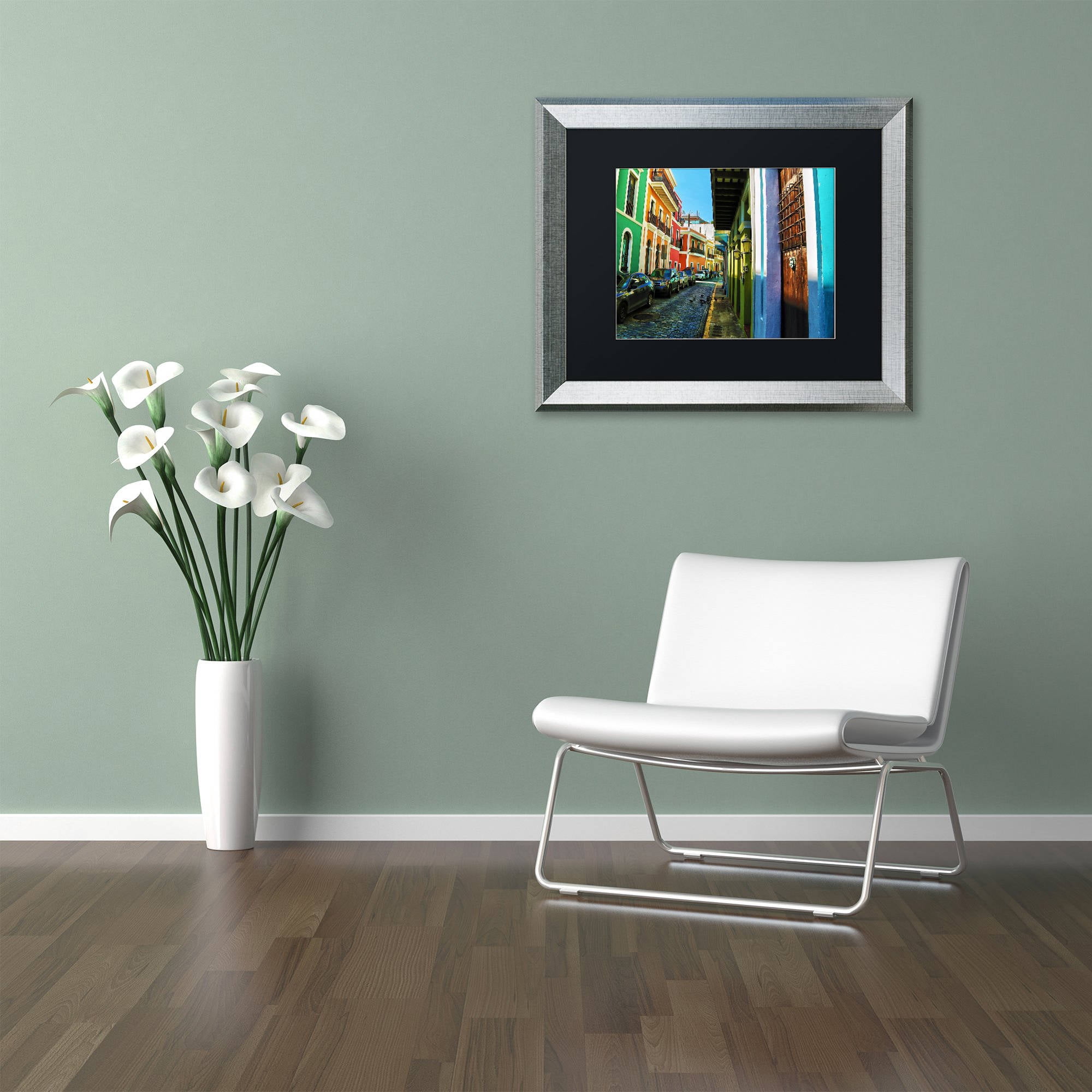 Trademark Fine Art "Old San Juan 11" Canvas Art by CATeyes, Black Matte, Silver Frame