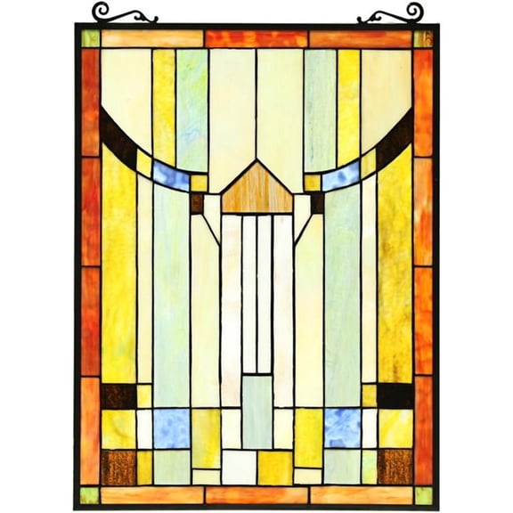 CHLOE Kinsey Tiffany-style Misssion Design Window Panel 18" x 25"