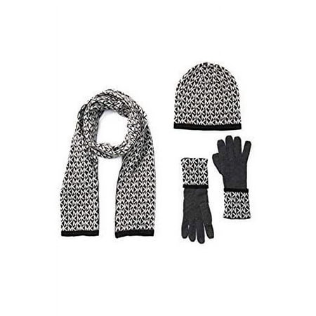 Michael Kors Women`s Logo Muffler, Hat, Gloves 3 Piece Set (Derby One Size) GIFT BOX