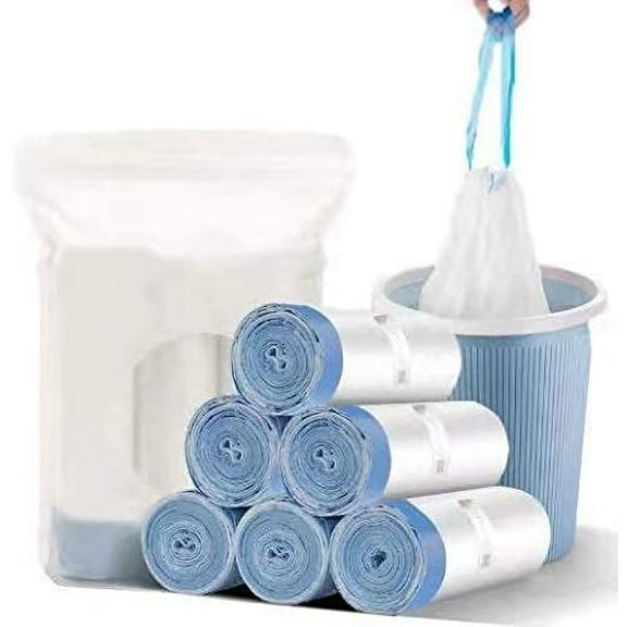 Small Trash Bag, 2.6 Gallon Garbage Bags Bathroom Trash can Liners for Bedroom Home Kitchen 60 Counts,Auto shrink, White