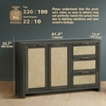 thumbnail image 5 of ARKANTOS Rattan Sideboard Buffet Cabinet with 2 Doors and 3 Drawers, Charcoal Oak, 5 of 7