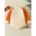 thumbnail image 3 of Seyurigaoka Infant Baby Girls Boys Romper Tops Letter Rugby Print Contrast Color Jumpsuits Long Sleeve Round Neck Bodysuits, 3 of 9