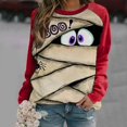 thumbnail image 2 of HCYSFG Womens Halloween Sweatshirts Mummy Casual Crewneck Long Sleeve Ribbed Drop Shoulder Relaxed Fit Pullovers Holiday Tops, 2 of 6