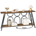 thumbnail image 3 of HOOBRO 63” Console Table with Charging Station, Unique Console Table with AC Outlets and USB Ports, Sofa Table, Metal Frame, for Entryway, Hallway, Foyer, Rustic Brown and Black BF124UXG01, 3 of 10