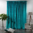 thumbnail image 3 of 3S Brother's Azure Extra Long Shiny Velvet Curtains Luxury Colors Light Blocking Hang Back Tab & Rod Pocket 1 Panel Curtain 5-30 Ft Home Décor Custom Made Drapes -Made in Turkey(52"W X 252"L), 3 of 6