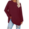 thumbnail image 3 of Women's Long Sleeve Loose Knit Ribbed Shirt Lightweight Belted Blouse Tee Shirts Women Summer Women Shirts Women Sports T Shirt Shirks for Women Womens Casual Tees Short Sleeve T Shirt for Women, 3 of 7