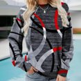 thumbnail image 3 of Sarapandan Women Pullover Top Long Sleeved Round Neck Geometric Printing Casual Fit Sweatshirt for Shopping Grey M, 3 of 5