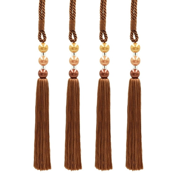 DECOPRO Sleek and Silky Curtain & Drapery Tassel Tieback with Handcrafted Triple Ball Design, Tassel Length 9" (22.5cm), Spread 28" (71cm) # TB3BALL9, #20152B Set of 4