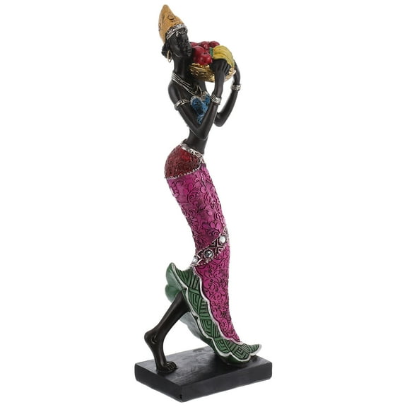 GOOHOCHY Sculpture African Women's Ornaments Ethnic Style Statue Woman 25X7.5CM