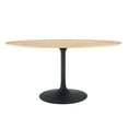 thumbnail image 3 of Black Tulip Table, 60” Oval Natural Wood Top Modern Dining Table - Black Base, 3 of 6