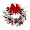 thumbnail image 1 of Corona navideña de flocado para colgar en la puerta, adornos navideños, corona navideña, colgante de ratán, decoración para el hogar, 1 of 5