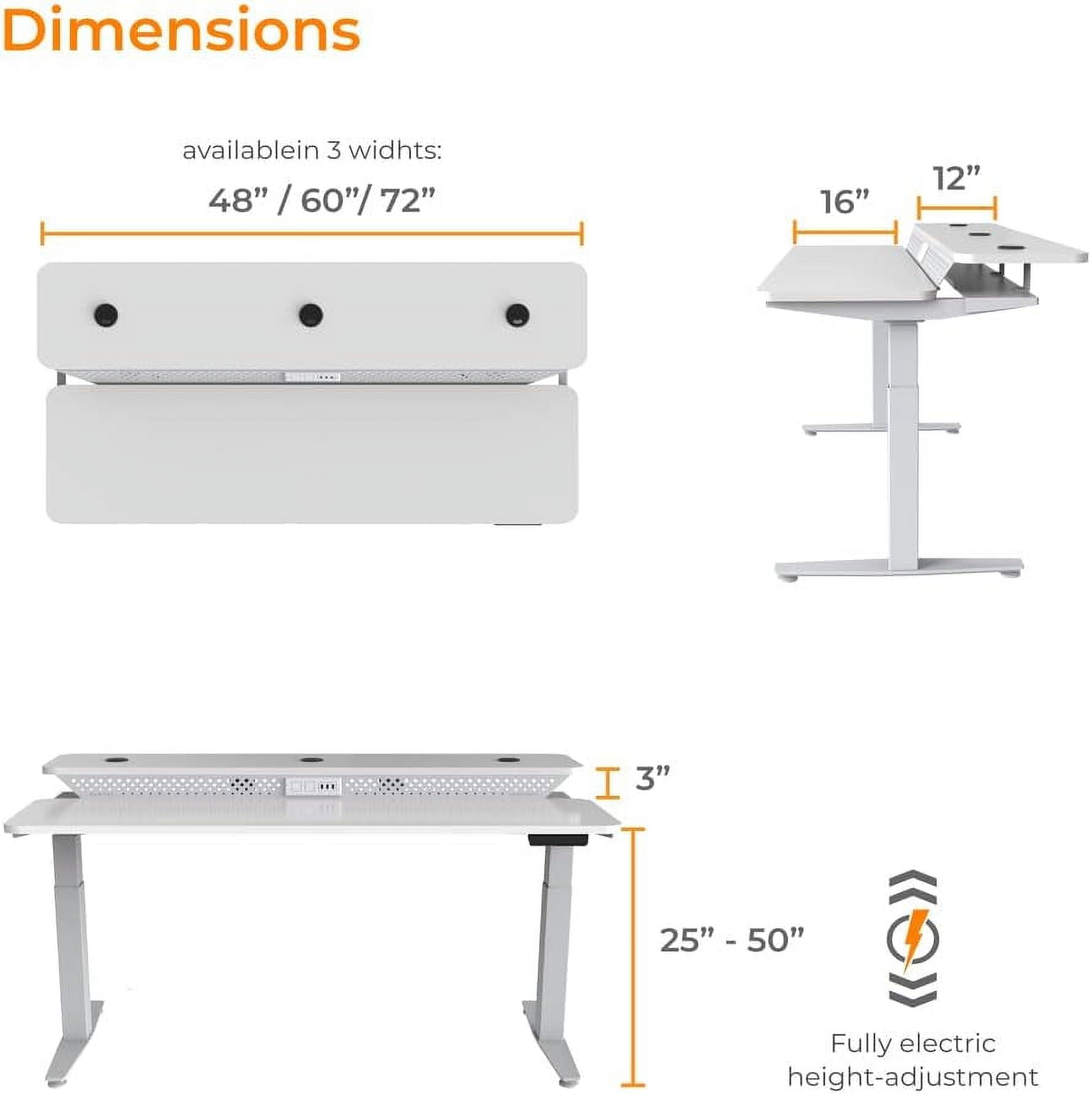 Versadesk Electric Standing Desk, Split-Level Height Adjustable Sit-to-Stand, Dual Motor, 2 Memory Settings, 3 USB Ports, Ergonomic, | White, 48 x 30