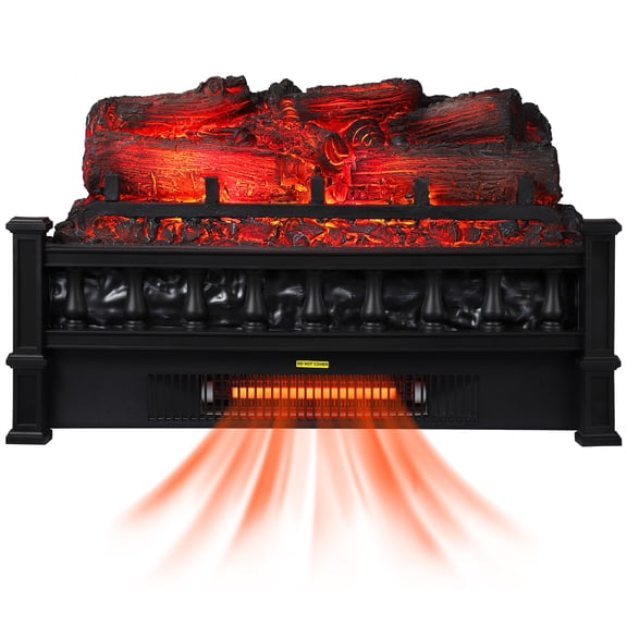 TENSAKEE 20 in. Electric Fireplace Log Set with Realistic Ember Glow, 1,500W Heater, Thermostat and Freestanding Design