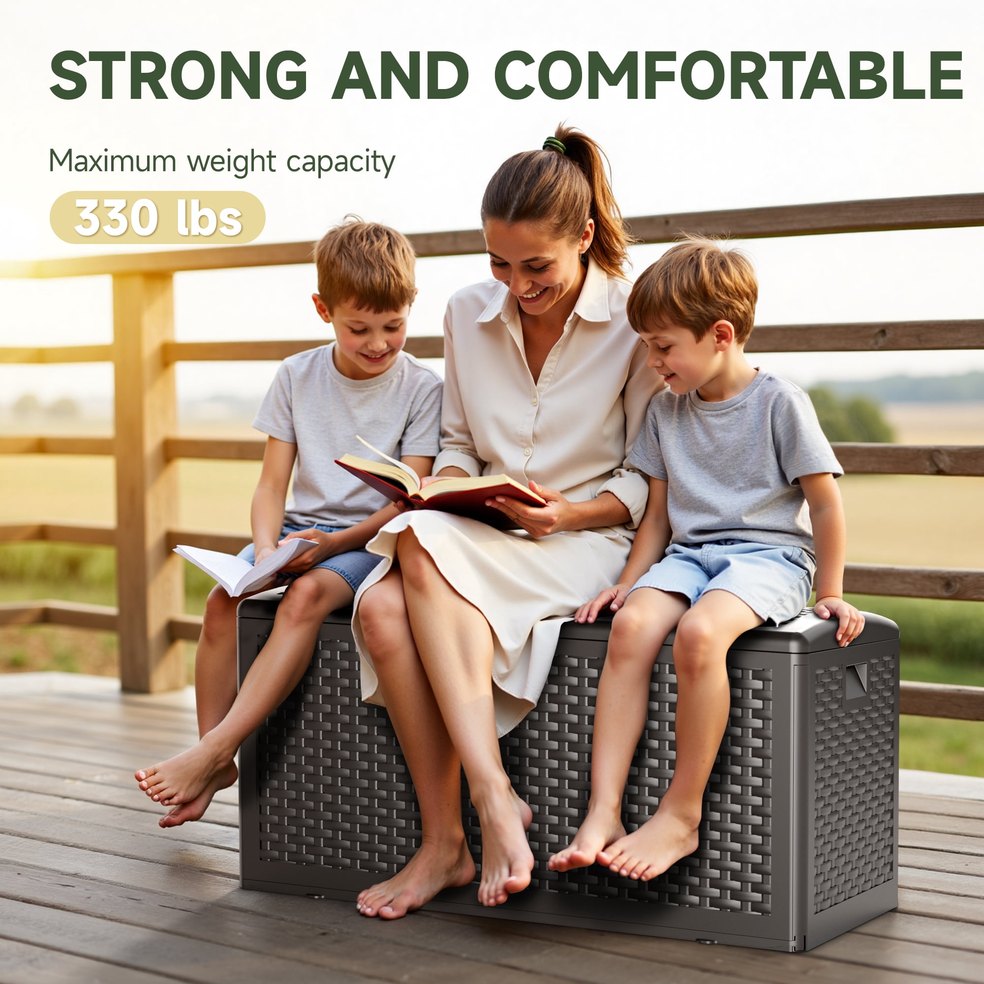 80-Gallon Weatherproof Resin Storage Chest, Secure Lockable Design for Outdoor Cushions, Patio Accessories, and Garden Supplies, Brown