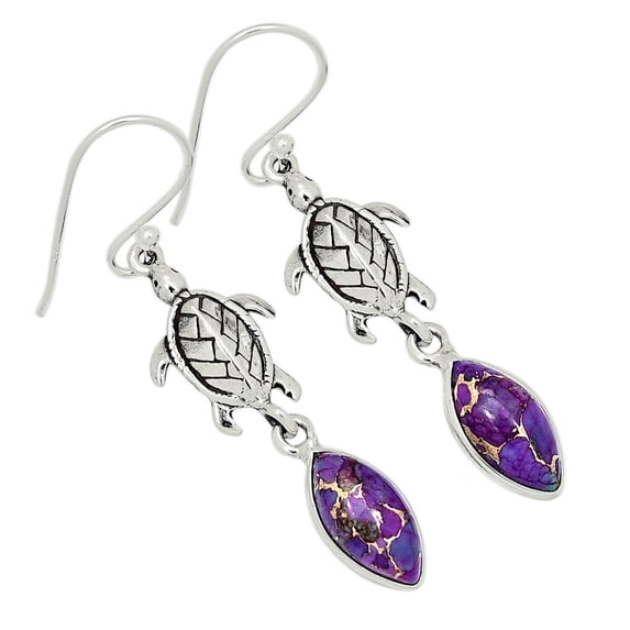 Copper Purple Turquoise 925 Sterling Silver Earring Jewelry ALLE-3045