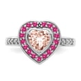 thumbnail image 5 of Sterling Silver Rhodium Morganite Heart Ring, 5 of 6