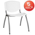 thumbnail image 3 of Flash Furniture 5 Pack HERCULES Series 880 lb. Capacity White Plastic Stack Chair with Titanium Gray Powder Coated Frame, 3 of 5