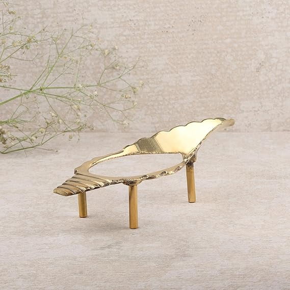 Brass Golden Color shankh Stand/shankh Holder/only Stand for use shankh (Size No.0 | 2cm H x 10cm L)