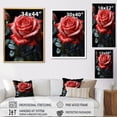 thumbnail image 4 of Designart "Red Black Rose magic Beauty III" Floral Floater Framed Wall Art Living Room, 4 of 7
