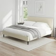 thumbnail image 3 of Mainstays Vera Upholstered Velvet Platform Bed, No Box Spring Required, King, Cream, 3 of 17