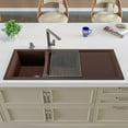 thumbnail image 3 of ALFI brand AB4620DI-C Chocolate 46" Double Bowl Granite Composite Kitchen Sink with Drainboard, 3 of 9
