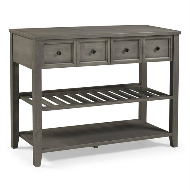 Walker Edison Transitionnel 48" Buffet 2 Tiroirs en Bois Massif Gris