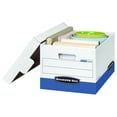 thumbnail image 2 of Bankers Box 20 Pack R-KIVE Heavy-Duty File Storage Boxes, FastFold, Lift-Off Lid, Letter, White/Blue 20-Pack, 2 of 7