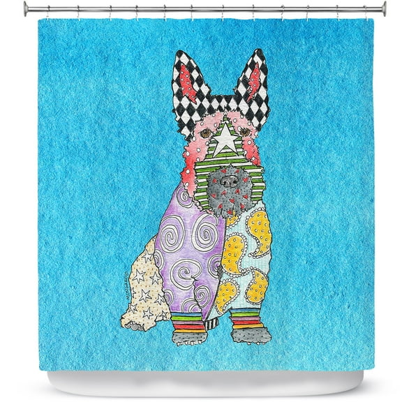 Shower Curtains 70" x 73" from DiaNoche Designs by Marley Ungaro - Scottish Terrier Aqua