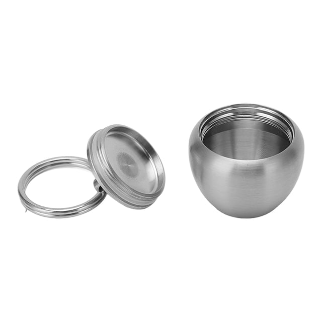 Boîte à Pilules en Acier Inoxydable Forme de Pomme Mini Portable Boîte à Médicaments en Métal Inoxydable Petit Pot Scellé Porte-Clés Pendentif