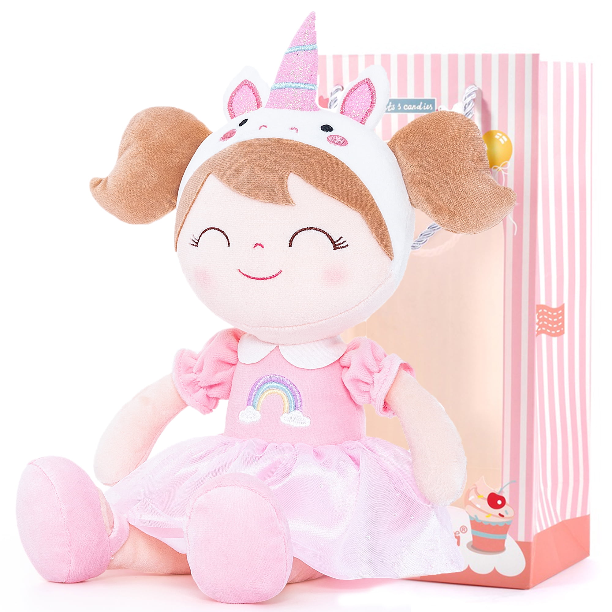 Gloveleya Unicorn Girl Gifts Plush Baby Dolls Soft Girls Toy Pink