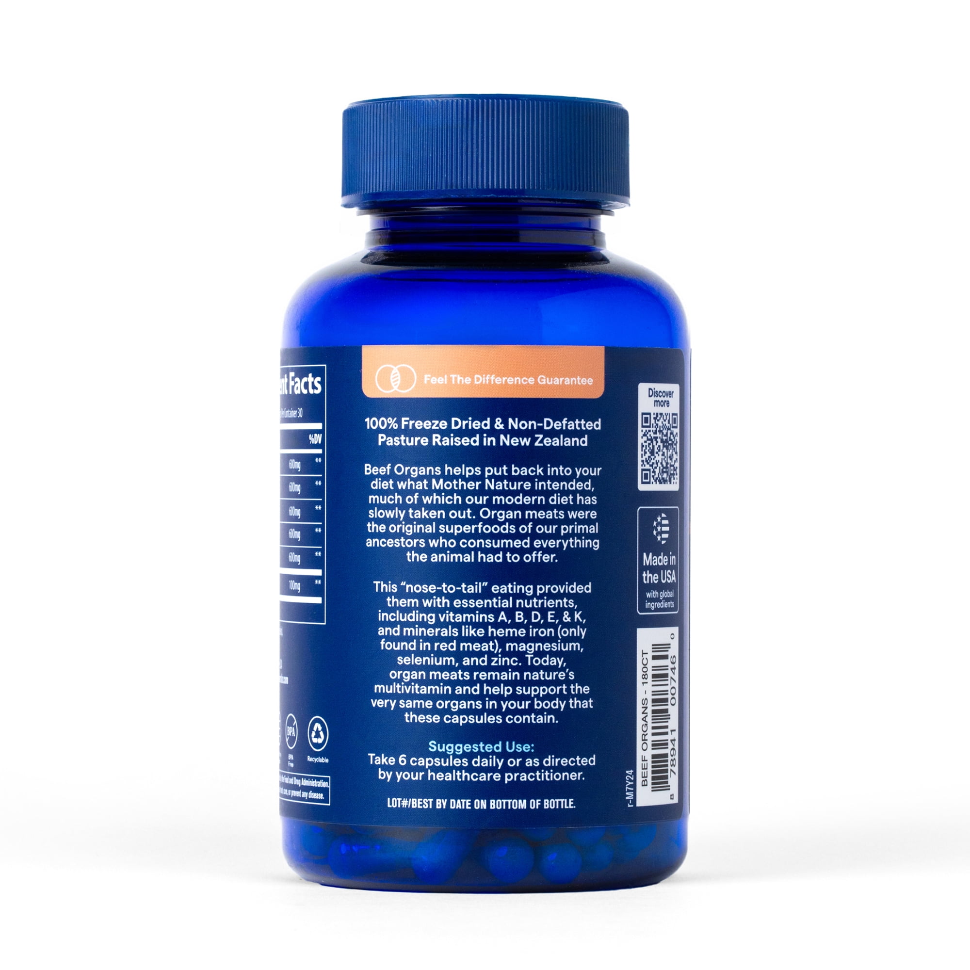 (2 pack) Trace Minerals Beef Organ Supplement for Daily Wellness, Immune System, Heart, Energy, Hair, Skin & Bone Health, 180 Count (30 Servings)