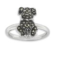 thumbnail image 1 of 925 Sterling Silver Marcasite Dog Stackable Ring Animal Gemstone, 1 of 7